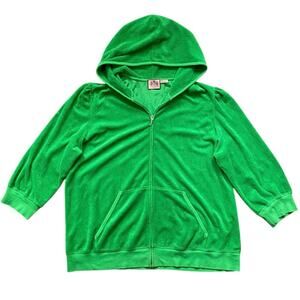 Vintage Y2K Juicy Couture Neon Green Terry Cloth Zip Sweater - 2XL
